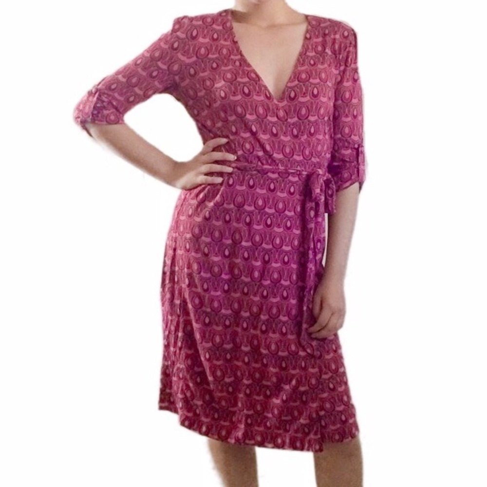 NWT Banana Republic Jersey Wrap Dress Pink Gold S